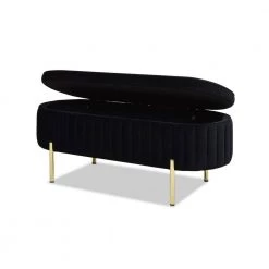 Chloe Modern Glam Storage Bench, Anthracite Black Velvet 19.5 in. x 48.5 in. x 19 in. by Jennifer Taylor -Jennifer Taylor Home Store anthracite black velvet jennifer taylor bedroom benches s85720 927 1d 1000
