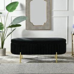 Chloe Modern Glam Storage Bench, Anthracite Black Velvet 19.5 in. x 48.5 in. x 19 in. by Jennifer Taylor -Jennifer Taylor Home Store anthracite black velvet jennifer taylor bedroom benches s85720 927 40 1000