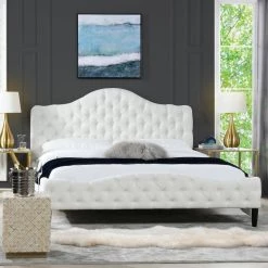 Bridget Antique White Yarn Dyed King Tufted Platform Bed Set by Jennifer Taylor -Jennifer Taylor Home Store antique white polyester jennifer taylor platform beds 50420 4 879 2 31 1000