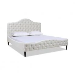 Bridget Antique White Yarn Dyed King Tufted Platform Bed Set by Jennifer Taylor