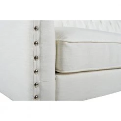 Stanbury 82.5 in. Antique White Linen 3-Seater Tuxedo Sofa with Nailheads by Jennifer Taylor -Jennifer Taylor Home Store antique white woven jennifer taylor sofas couches 63012 3 879 1f 1000