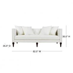 Stanbury 82.5 in. Antique White Linen 3-Seater Tuxedo Sofa with Nailheads by Jennifer Taylor -Jennifer Taylor Home Store antique white woven jennifer taylor sofas couches 63012 3 879 40 1000