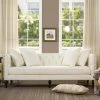 Stanbury 82.5 in. Antique White Linen 3-Seater Tuxedo Sofa with Nailheads by Jennifer Taylor