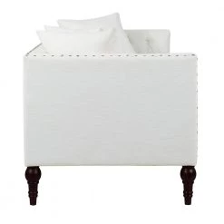 Stanbury 82.5 in. Antique White Linen 3-Seater Tuxedo Sofa with Nailheads by Jennifer Taylor -Jennifer Taylor Home Store antique white woven jennifer taylor sofas couches 63012 3 879 a0 1000