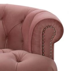 La Rosa 84 in. W Round Arm Velvet Victorian Chesterfield Curved Tufted Sofa, Ash Rose Pink Velvet by Jennifer Taylor -Jennifer Taylor Home Store ash rose pink velvet jennifer taylor sofas couches hd971 3 2525 c3 1000