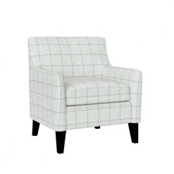 Falzarano Barley Tan Check Woven Linen Farmhouse Fabric Flared Arm Chair by Handy Living