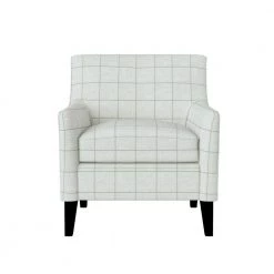 Falzarano Barley Tan Check Woven Linen Farmhouse Fabric Flared Arm Chair by Handy Living -Jennifer Taylor Home Store barley tan check woven linen farmhouse fabric handy living accent chairs a189533 c3 1000