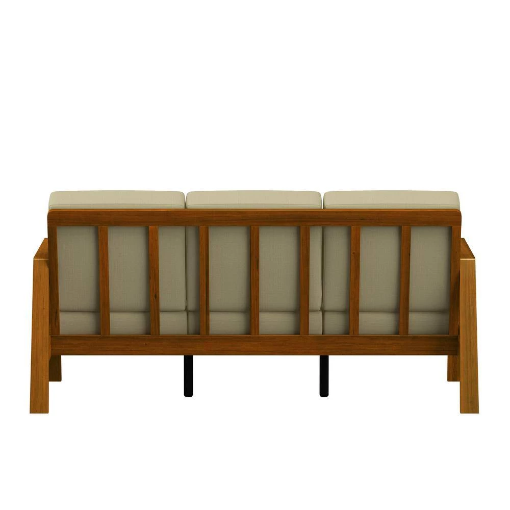 Columbus Mid Century Modern Sofa with Exposed Wood Frame in Khaki Linen by Handy Living 4 Columbus Mid Century Modern Sofa with Exposed Wood Frame in Khaki Linen by Handy Living - Image 4