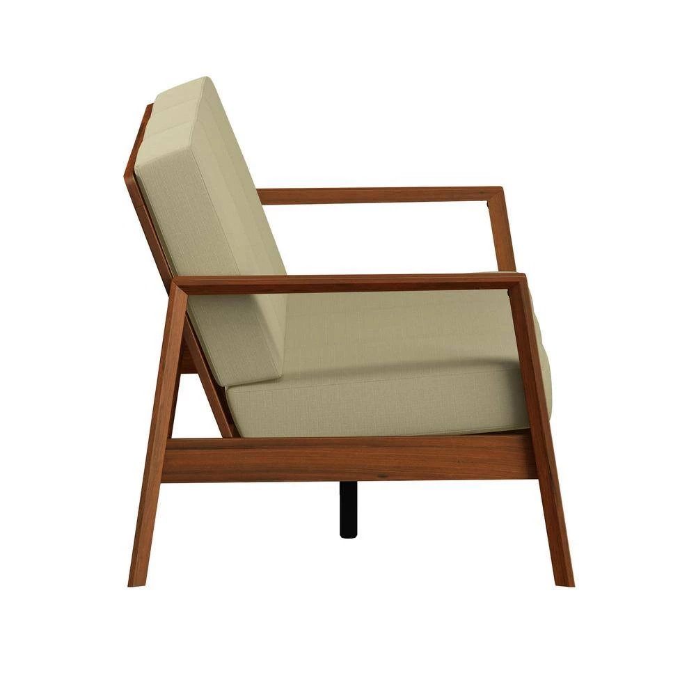 Columbus Mid Century Modern Sofa with Exposed Wood Frame in Khaki Linen by Handy Living 2 Columbus Mid Century Modern Sofa with Exposed Wood Frame in Khaki Linen by Handy Living - Image 2