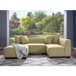 Phoenix 3-Piece Barley Tan Linen 4-Seater L-Shaped Right-Facing Sectional Sofa with Ottoman by Handy Living -Jennifer Taylor Home Store barley tan handy living sectional sofas phx sec lin82 31 1000