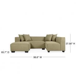 Phoenix 3-Piece Barley Tan Linen 4-Seater L-Shaped Right-Facing Sectional Sofa with Ottoman by Handy Living -Jennifer Taylor Home Store barley tan handy living sectional sofas phx sec lin82 40 1000