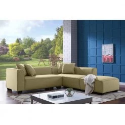 Phoenix 3-Piece Barley Tan Linen 4-Seater L-Shaped Right-Facing Sectional Sofa with Ottoman by Handy Living -Jennifer Taylor Home Store barley tan handy living sectional sofas phx sec lin82 4f 1000