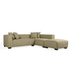 Phoenix 3-Piece Barley Tan Linen 4-Seater L-Shaped Right-Facing Sectional Sofa with Ottoman by Handy Living