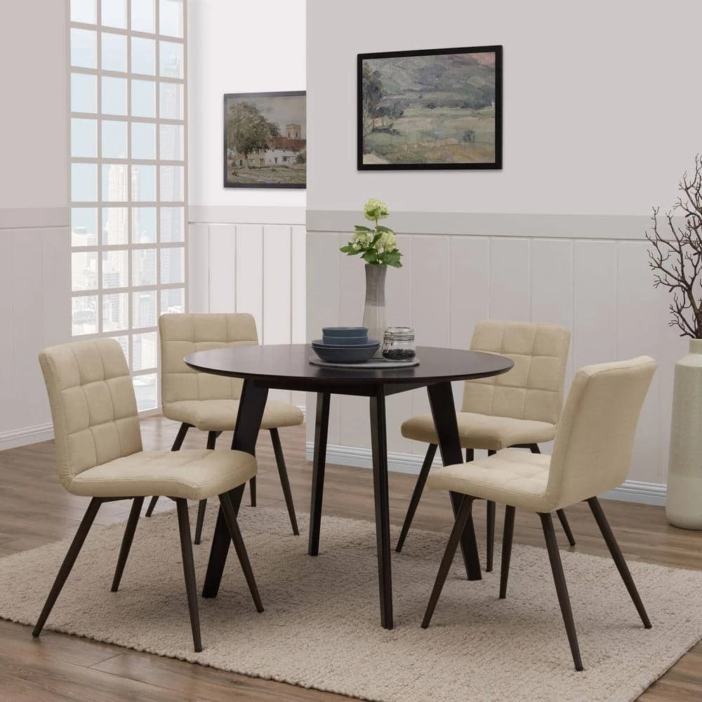 Oskar Barley Tan Low-pile Velour Fabric Armless Upholstered Dining Side Chairs (Set of 4) by Handy Living 9 Oskar Barley Tan Low-pile Velour Fabric Armless Upholstered Dining Side Chairs (Set of 4) by Handy Living - Image 9