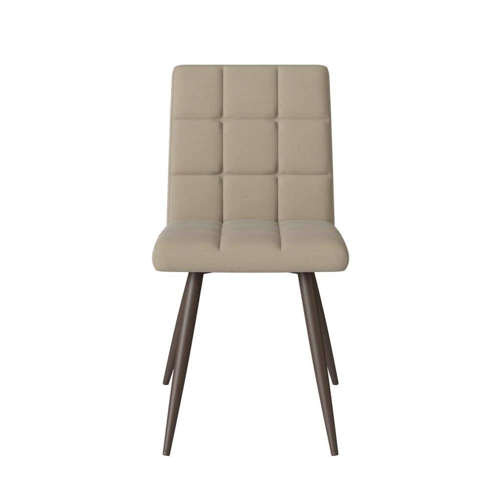 Oskar Barley Tan Low-pile Velour Fabric Armless Upholstered Dining Side Chairs (Set of 4) by Handy Living 5 Oskar Barley Tan Low-pile Velour Fabric Armless Upholstered Dining Side Chairs (Set of 4) by Handy Living - Image 5