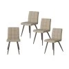 Oskar Barley Tan Low-pile Velour Fabric Armless Upholstered Dining Side Chairs (Set of 4) by Handy Living