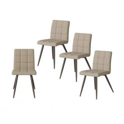 Oskar Barley Tan Low-pile Velour Fabric Armless Upholstered Dining Side Chairs (Set of 4) by Handy Living
