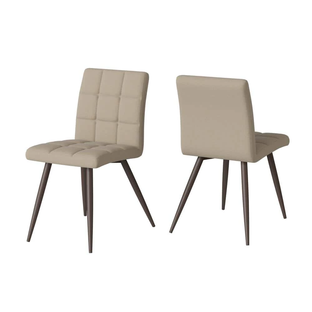 Oskar Barley Tan Low-pile Velour Fabric Armless Upholstered Dining Side Chairs (Set of 4) by Handy Living 3 Oskar Barley Tan Low-pile Velour Fabric Armless Upholstered Dining Side Chairs (Set of 4) by Handy Living - Image 3