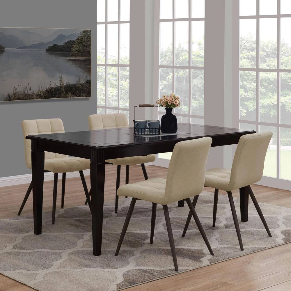 Oskar Barley Tan Low-pile Velour Fabric Armless Upholstered Dining Side Chairs (Set of 4) by Handy Living 4 Oskar Barley Tan Low-pile Velour Fabric Armless Upholstered Dining Side Chairs (Set of 4) by Handy Living - Image 4