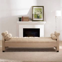 Eliza Beige Bench by Jennifer Taylor -Jennifer Taylor Home Store beige chenille jennifer taylor chaise lounges 65001 584 a0 1000