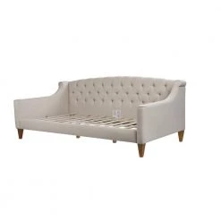Lucy 84 in. Beige Linen 2-Seater Twin Sleeper Sofa Bed with Tapered Legs by Jennifer Taylor