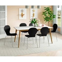 Alumnus Mid Century Modern Armless Dining Chairs in Black (Set of 6) by Handy Living -Jennifer Taylor Home Store black handy living dining chairs a163095 31 1000