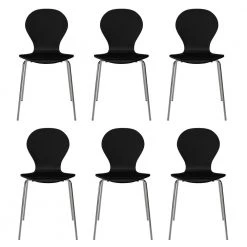Alumnus Mid Century Modern Armless Dining Chairs in Black (Set of 6) by Handy Living