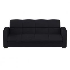 Abygail Storage Arm Convert-a-Couch in Black Microfiber by Handy Living -Jennifer Taylor Home Store black handy living sofas couches a157513 1f 1000