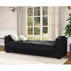 Abygail Storage Arm Convert-a-Couch in Black Microfiber by Handy Living -Jennifer Taylor Home Store black handy living sofas couches a157513 31 1000