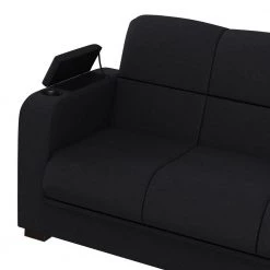 Abygail Storage Arm Convert-a-Couch in Black Microfiber by Handy Living -Jennifer Taylor Home Store black handy living sofas couches a157513 44 1000