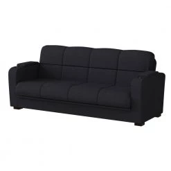 Abygail Storage Arm Convert-a-Couch in Black Microfiber by Handy Living