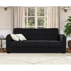 Abygail Storage Arm Convert-a-Couch in Black Microfiber by Handy Living -Jennifer Taylor Home Store black handy living sofas couches a157513 c3 1000