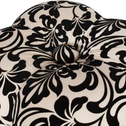 Ellen Hand Tufted Ottoman, Black & Ivory by Jennifer Taylor -Jennifer Taylor Home Store black ivory floral velvet diamond pattern jennifer taylor ottomans 2331 979566 1d 1000
