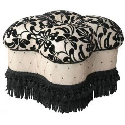 Ellen Hand Tufted Ottoman, Black & Ivory by Jennifer Taylor -Jennifer Taylor Home Store black ivory floral velvet diamond pattern jennifer taylor ottomans 2331 979566 a0 1000