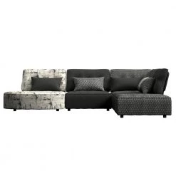 Domena 5-Piece Midnight Black Geometric/Gray Polyester L-Shaped Sectional Sofa with Ottoman by Handy Living -Jennifer Taylor Home Store black midnight black geometric gray concrete print handy living sectional sofas a138598 40 1000