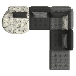 Domena 5-Piece Midnight Black Geometric/Gray Polyester L-Shaped Sectional Sofa with Ottoman by Handy Living -Jennifer Taylor Home Store black midnight black geometric gray concrete print handy living sectional sofas a138598 a0 1000