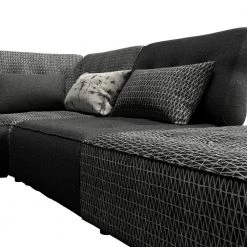 Domena 5-Piece Midnight Black Geometric/Gray Polyester L-Shaped Sectional Sofa with Ottoman by Handy Living -Jennifer Taylor Home Store black midnight black geometric gray concrete print handy living sectional sofas a138598 fa 1000