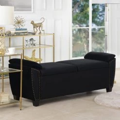 Jolene Storage Bench Nailhead Accent Black by Jennifer Taylor -Jennifer Taylor Home Store black velvet jennifer taylor bedroom benches 85610 927 31 1000