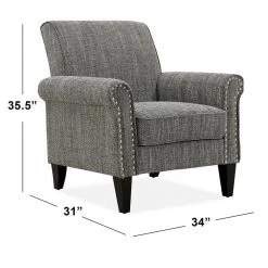 Tapley Black, White and Tan Tweed Fabric Arm Chair with Nailhead Trim by Handy Living -Jennifer Taylor Home Store black white and tan tweed fabric handy living accent chairs a163682 1f 1000
