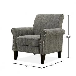 Tapley Black, White and Tan Tweed Fabric Arm Chair with Nailhead Trim by Handy Living -Jennifer Taylor Home Store black white and tan tweed fabric handy living accent chairs a163682 40 1000