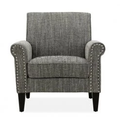 Tapley Black, White and Tan Tweed Fabric Arm Chair with Nailhead Trim by Handy Living -Jennifer Taylor Home Store black white and tan tweed fabric handy living accent chairs a163682 4f 1000
