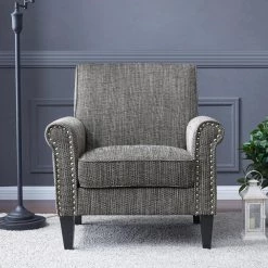 Tapley Black, White and Tan Tweed Fabric Arm Chair with Nailhead Trim by Handy Living -Jennifer Taylor Home Store black white and tan tweed fabric handy living accent chairs a163682 c3 1000