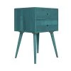 Freemont Blue Mid Century Modern Wood End Table with 2-Drawers by Handy Living