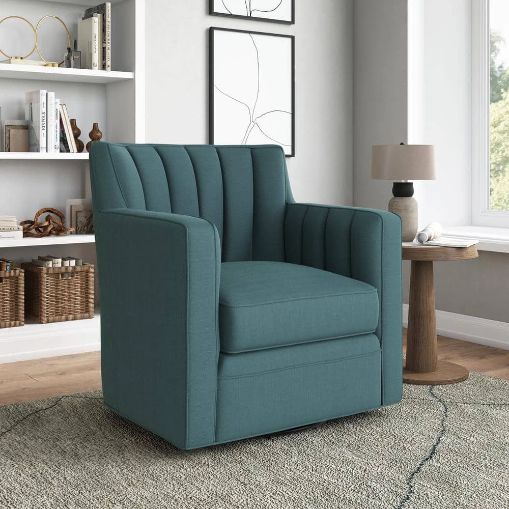Zahara Blue Linen Swivel Arm Chair by Handy Living 9 Zahara Blue Linen Swivel Arm Chair by Handy Living - Image 9
