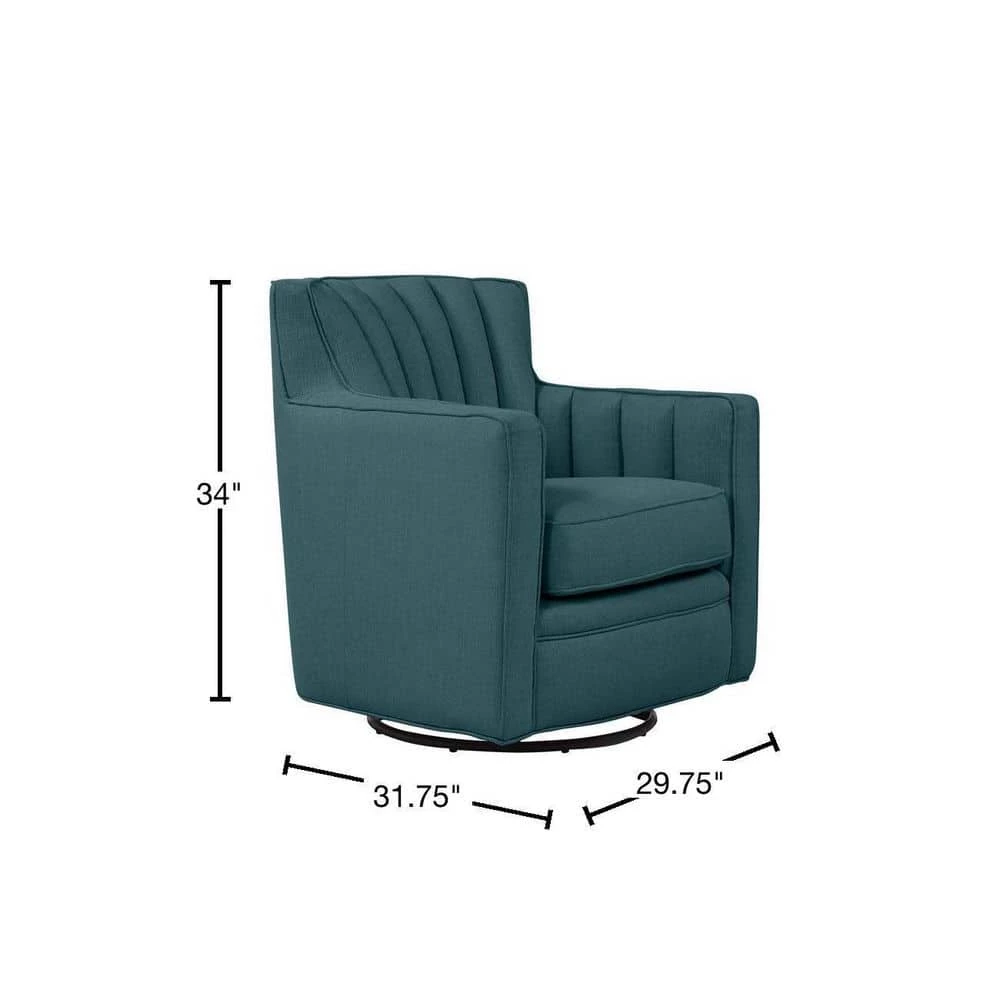 Zahara Blue Linen Swivel Arm Chair by Handy Living 3 Zahara Blue Linen Swivel Arm Chair by Handy Living - Image 3