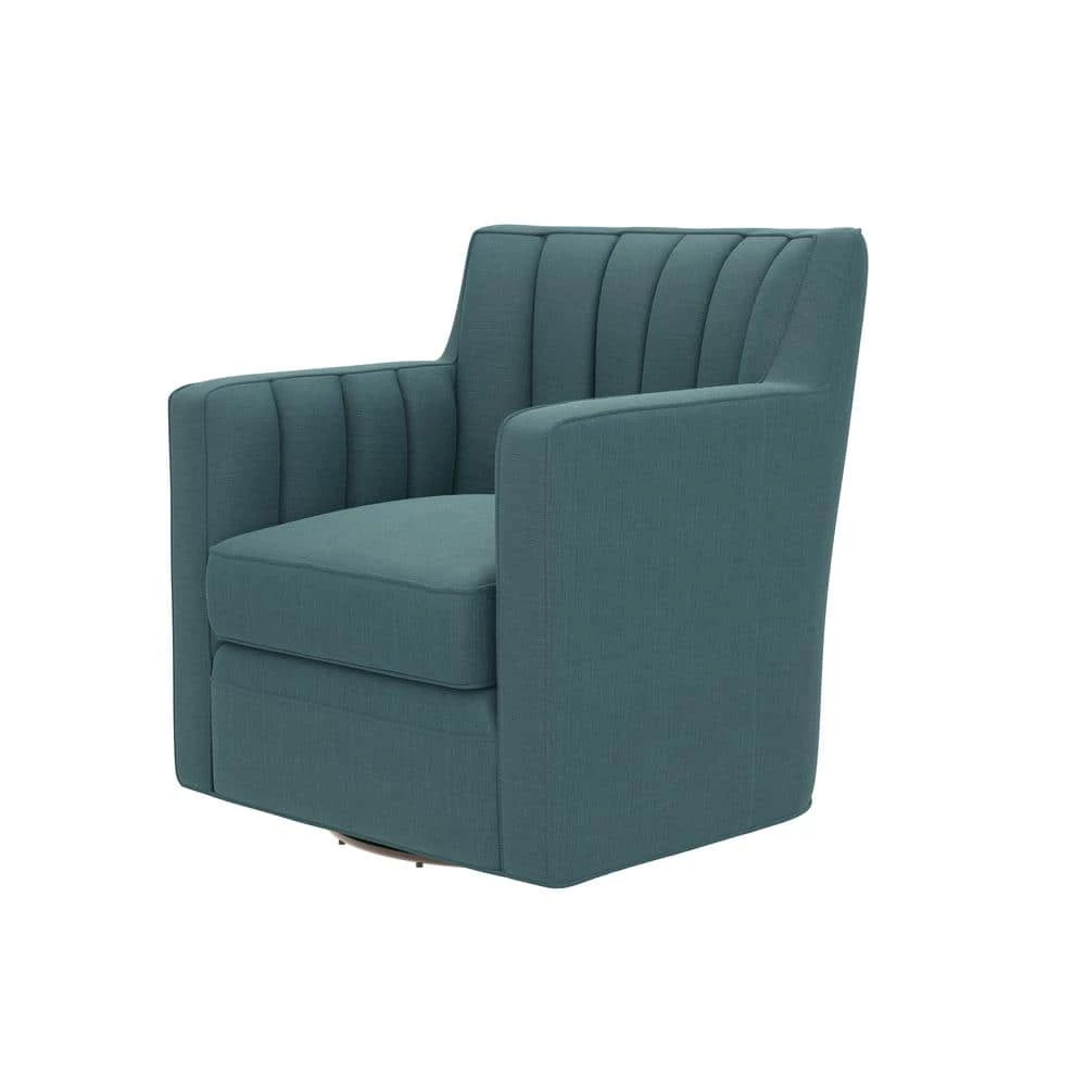 Zahara Blue Linen Swivel Arm Chair by Handy Living 7 Zahara Blue Linen Swivel Arm Chair by Handy Living - Image 7