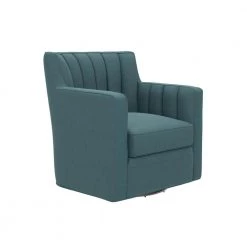 Zahara Blue Linen Swivel Arm Chair by Handy Living