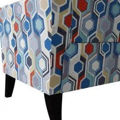 Travix Flared Arm Chair in Blue Modern Beehive Print by Handy Living -Jennifer Taylor Home Store blue modern beehive print handy living accent chairs a150682 1f 1000