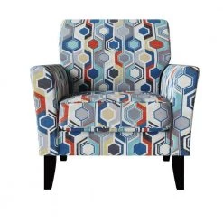 Travix Flared Arm Chair in Blue Modern Beehive Print by Handy Living -Jennifer Taylor Home Store blue modern beehive print handy living accent chairs a150682 4f 1000
