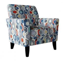 Travix Flared Arm Chair in Blue Modern Beehive Print by Handy Living